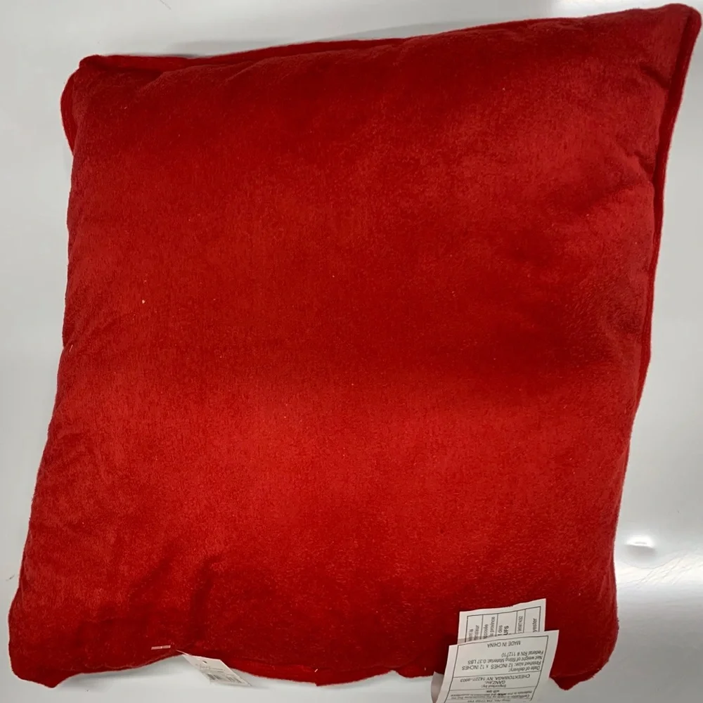 NWT Santa Pillow 12” red white black